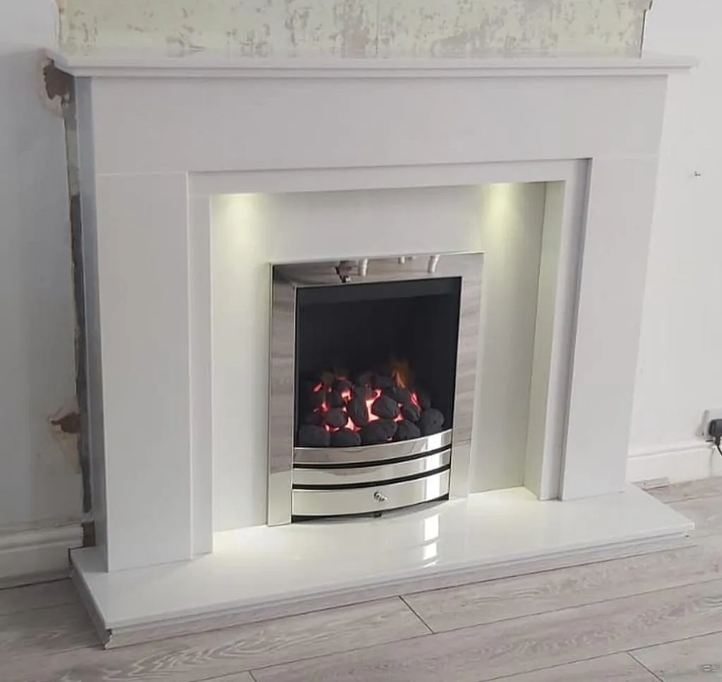48" Sacramento with lights Polar white marble